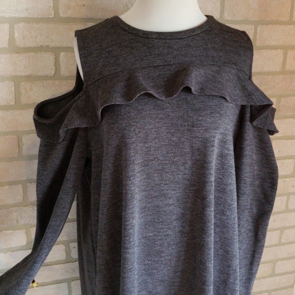 LOFT Dresses & Skirts - Ann Taylor Loft Dark Gray Cold Shoulder Dress